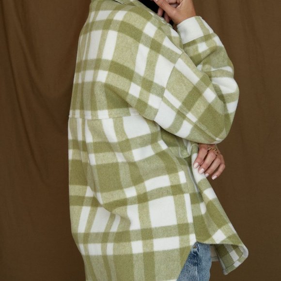 12th Tribe Green Plaid Shacket - Picture 3 of 9